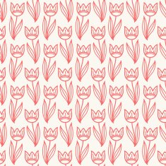 Seamless pattern with outline tulips