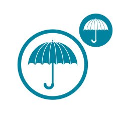Umbrella vector simple single color icon isolated on white