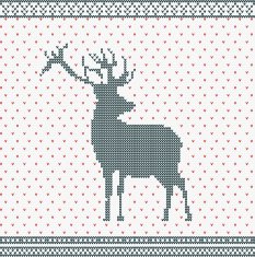 Christmas Knitted background with deer