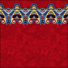 red ornamental background with flower ribbon