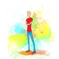 fashion casual young man over colorful paint splash N2