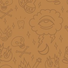 Seamless vector old-school tattoo pattern in colours of wood Sk