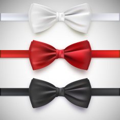 Realistic white black and red bow tie