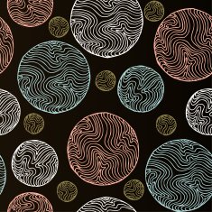 Seamless decorative retro pattern with linear rounds