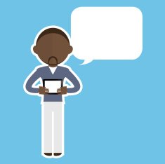 Afro-american business man standing with tablet and talking