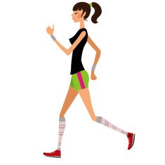 Slim girl runs