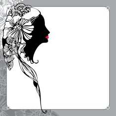 Vintage lady silhouette on a floral background