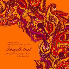 Card with Indian paisley pattern