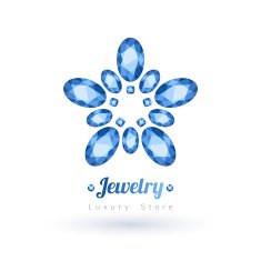 Blue gemstones jewelry symbol Flower shape