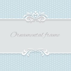 Paper lace frame with seamless borders over ornamental blue background