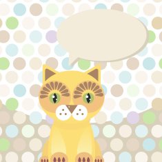 Polka dot background pattern Funny cute red cat