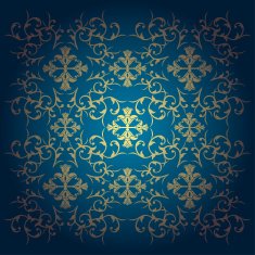 Vector baroque flowers background blue