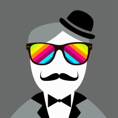Vintage silhouette of top hat and mustaches N2