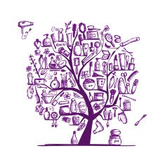 Cosmetics and female accessories on tree for your design N2