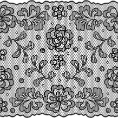 Lace fabric seamless border with abstract flowers N2