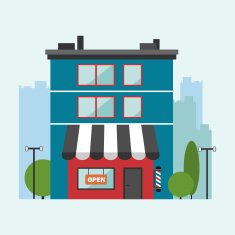 Barbershop Hair salon house in the city street vector illustration