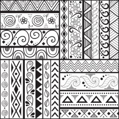 Tribal striped hand drawn seamless pattern N4