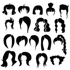 Vector silhouette of a variety hairstyles N2