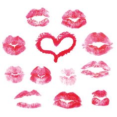 Red lips prints kisses