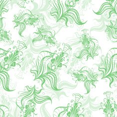 Vintage pattern of green spring flowers