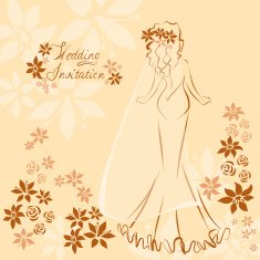 Wedding invitation card with elegant beautiful girl