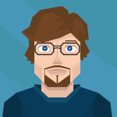 Trendy "low poly" style man head vector concept geek hipster