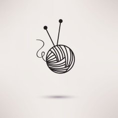 Woolen thread and needles flat design vector