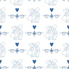 Seamless pattern with Dutch ornaments (Deflt blue style) N4