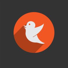 Drawing of a bird holding for social media tag