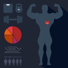 Bodybuilder man sports fitness infographics vector