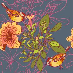 Seamless floral background with petunia N5