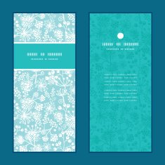 Vector blue and white lace garden plants vertical frame pattern