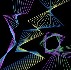 abstract bright geometric broken lines set isolated on dark background N2