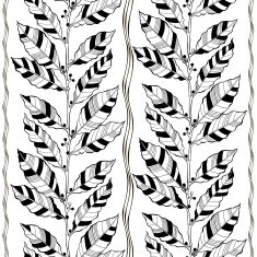 Monochrome seamless pattern of abstract leaves N2