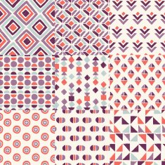 Set of simple retro handrawn geometric patterns Vector illustration