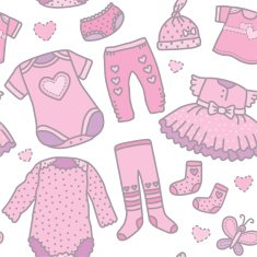 Seamless pattern baby girls clothes N2