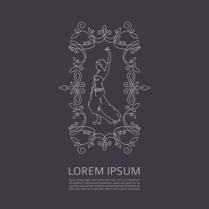 Vector Antique monochrome design Line art logo template N4