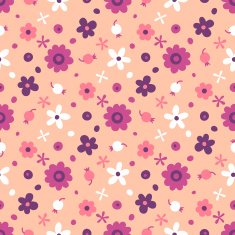 Seamless pattern with small flowers and berries N14