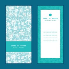 Vector blue and white lace garden plants vertical frame pattern N2