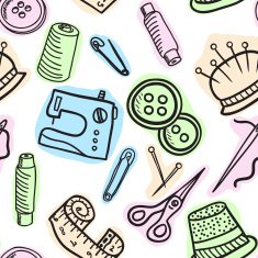 Sewing seamless pattern - hand drawn illustration