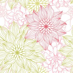 Vector background with hand drawn flowers (Seamless Pattern) N7