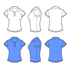 Women Polo Shirt Template Front back and side view Vector