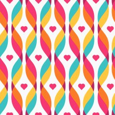 Design elements - colorful waves with small hearts