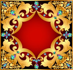 background with red gems and gold ornaments