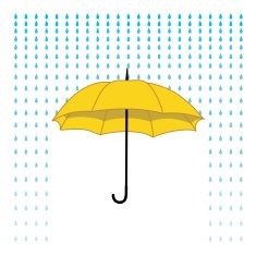 romantic card with umbrella and rain