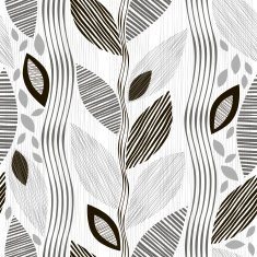 Monochrome seamless pattern of abstract leaves N3