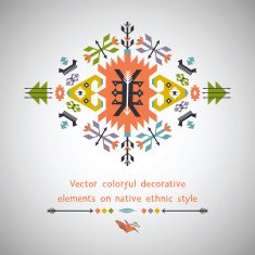 Vector colorful decorative element on native ethnic style N9