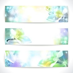 Set of floral vector banners N2