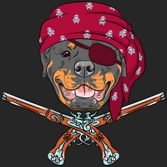 vector Dog Rottweiler Pirate with pistols