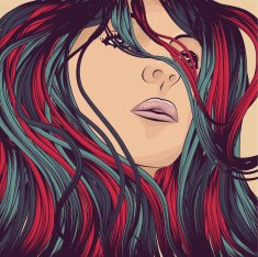 Woman's face with detailed hair